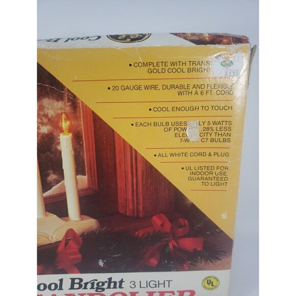 VTG GE Candolier Christmas Candle Sticks General Electric 3 Light Cool Bright - Picture 8 of 16